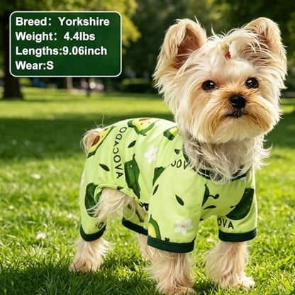Dog Pajamas Pjs Spring Summer Dog Clothes for Small Dogs Girl - Boy - Medium Size Dogs, Cute Soft Stretchy Puppy Clothes Doggie Onesies Dog Cat Pet Jammies Outfit, Avocado Green - color: Avocado Green, size: XX-Large（20-28 lb)