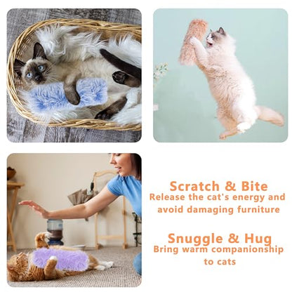3 Pack Catnip Soft Durable Cat Pillows, Rich Color Catnip Indoor Interactive Cat Kicker, Companion Toys for Cats (Purple Set) - color: Purple+Blue+Pink