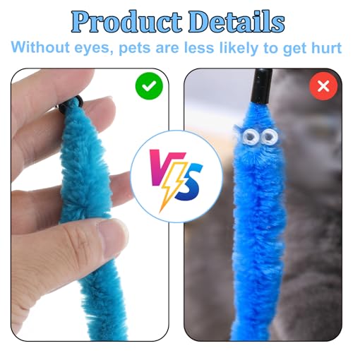 Worm Cat Toy with Foil, 10 PCS Cat Wand Attachments Worms Toy Interactive Cats Wand Attachments Worms Toys for Indoor Cats