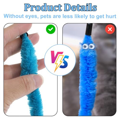 Worm Cat Toy with Foil, 10 PCS Cat Wand Attachments Worms Toy Interactive Cats Wand Attachments Worms Toys for Indoor Cats