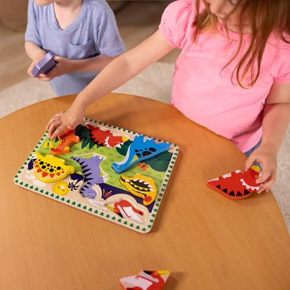 Melissa & Doug Dinosaur Wooden Chunky Puzzle (7 pcs) - FSC Certified - style: Dinosaur