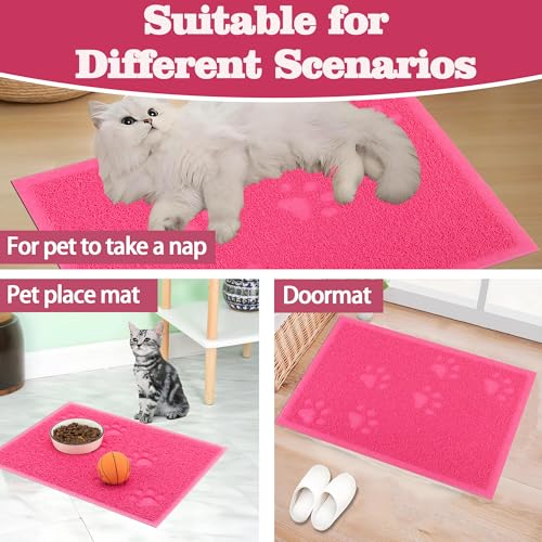 Darkyazi Cat Litter Box Mat for Floor Litter Trapping Mat Non-Slip Backing, Scatter Control, Easy Clean, Water Resistant, Soft on Paws (15.75" x 11.75",Rose red) - color: Rose Red