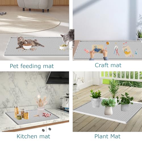 Cat Litter Mat for Litter Box, Silicone Large Cat Litter Trapping Mat - 51.2x25.6 in, Waterproof & Non-Slip, Durable & Easy Clean, Light Gray - color: Light Grey, size: 1 Count (Pack of 1)