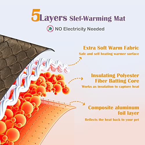 Self-Warming Cat Bed and Dog Crate Pad - Thermal Pet Heating Mat - color: Coffee, size: 34.6"L x 22.8"W x 0.5"Th