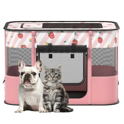Dog and CAT pop Play Pen,Pets Houses for Dogs and Cats,Indoor&Outdoor Exercise Pen Dog Tent Puppy Playground Large (L, Pink) - color: Pink, style: Large（35.4"L x 27.6"W x 23.6"H）
