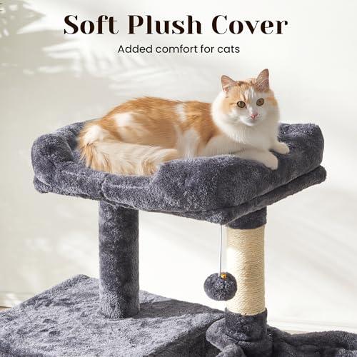 Fansafurn Medium Cat Tree with Scratching Posts, Cat Bed, Hammocks & Condos – Multi-Level Cat Tower for Playful Cats, 36" Modern Jungle Gym, Dark Grey - color: Dark Grey