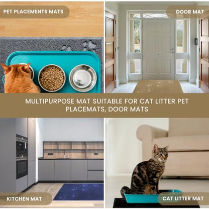 Andalus Small Cat Litter Mat, Pack of 2 - Waterproof, Non-Slip & Easy to Clean Cat Litter Box Mat for Extra Efficient Pet Litter-Trapping, Beige (15.75” X 11.75”) - color: Beige