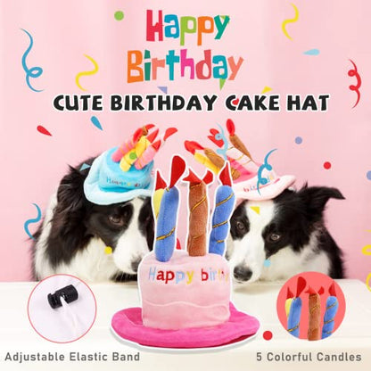 lilfrd Dog Birthday Toys Girl, Squeaky Plush Birthday Cake Hat Bandana, Birthday Gifts for Small & Medium Dog, 9 Pack Pink - style: Pink Birthday Pack