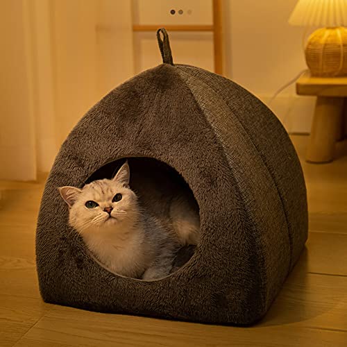 Eforcase Cat Cave Bed for Indoor Cats - Foldable House Tent With Removable Cushion Pad - Soft Enclosed Covered Pet Bed for Kittens - size: Small