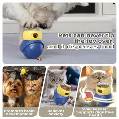 Interactive Cat Toys - Adjustable Food Dispenser | Fun Sliding & Rolling | Enrichment Portion-Control Slow Feeder for Kittens & Adult Cats