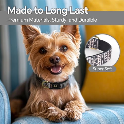 QQPETS Reflective Dog Collar with Soft Neoprene Padded Breathable Nylon Pet Collar Adjustable for Small Medium Large Dogs - color: Geometry, size: S