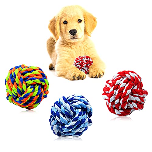 Pet Chew Toy, Knots Weave Cotton Rope, Biting Small Ball for Dogs & Cats, 6 in One Pack - style: 6 Pack