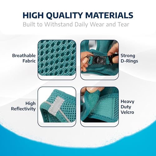 Filbert Dog Harness Medium Sized Dog, Step-in Reflective Harness Medium Sized Dogs, Puppy Vest, Mesh Vest, Adjustable, Soft, High Reflectivity, Breathable Fabric, Heavy Duty, Viridian Green - color: Viridian Green, size: M (Chest: 17 - 18")