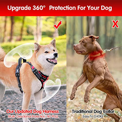 PoyPet Dog Harness and Leash Combo, Escape Proof No Pull Vest Harness, with 5 Feet Leash, Reflective Adjustable Soft Padded Pet Harness with Handle for Small to Large Dogs(Red,S) - color: Red, size: S
