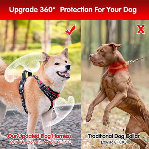 PoyPet Dog Harness and Leash Combo, Escape Proof No Pull Vest Harness, with 5 Feet Leash, Reflective Adjustable Soft Padded Pet Harness with Handle for Small to Large Dogs(Red,M) - color: Red, size: Medium