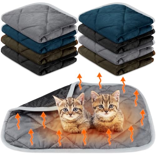 8 Pack Self Heating Cat Mat Self Warming Cat Bed Extra Warm Thermal Pet Bed Mat Reflects Body Heat Washable Dog Crate Pad for Indoor Outdoor Pets(Mixing Color,16 x 20 Inch) - color: Mixing Color, size: 16 x 20 Inch