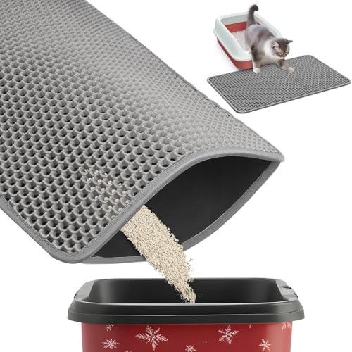 27" x 19" Cat Litter Mat - Ultra-Large Litter Box Mat with Double Layers, Urine-Proof and Non-Slip Litter Trapping Mat, Easy to Clean Kitty Litter Mats for Floor, Scatter Control, Grey - color: Grey, size: 27'' x 19'' - 1 Pack