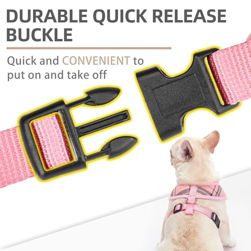 PUPTECK Soft Mesh Dog Harness and Leash Set Pet Puppy Cat Comfort Padded Vest No Pull Harnesses, Light Pink, XS - color: Light pink, size: XS (NECK: 10", CHEST: 10"-14")