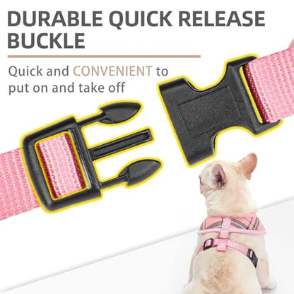 PUPTECK Soft Mesh Dog Harness and Leash Set Pet Puppy Cat Comfort Padded Vest No Pull Harnesses, Light Pink, XS - color: Light pink, size: XS (NECK: 10", CHEST: 10"-14")