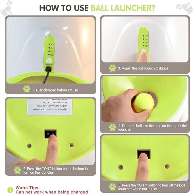MEKAPLE Automatic Dog Ball Launcher, Dog Ball Thrower Machine with 10-30Ft 3 Launching Distance, Interactive Toys for Small Dogs Indoor & Outdoor with 15 Mini Tennis Balls-2 Inch Light Green - color: Light Green