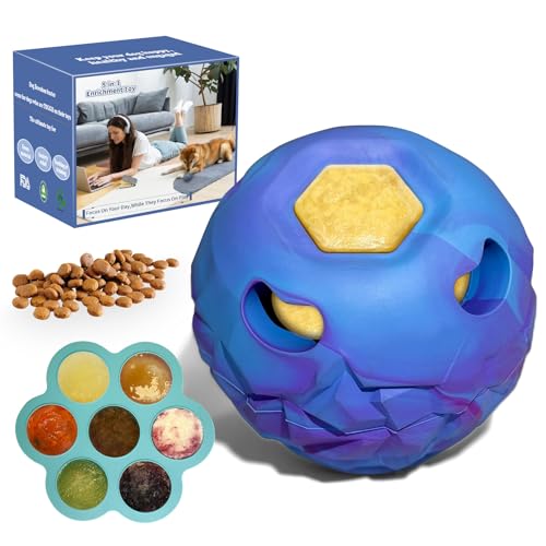 5-in-1 Dog Toy, Frozen Dog Treats to Keep Dogs Busy, Interactive Treat Dispensing Dog Toy Puzzle, Interactive Chew Toys for Puppy Small Medium Dog, Power Chewer, Durable Rubber-Easy to Clean (small) - color: Blue, size: Small