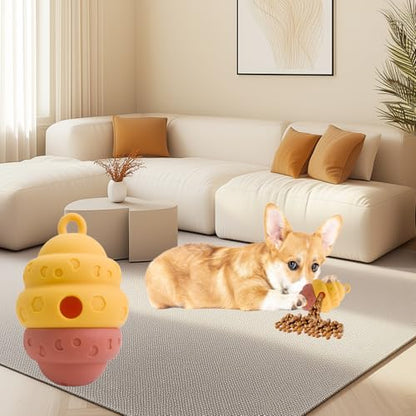 Dog Puzzle Toy Dispenser - Interactive Dog Toys for Large & Medium Breeds - Mental Stimulation Ball with Detachable Lid - Food-Grade Silicone Toy for Stress Reduction - color: brown