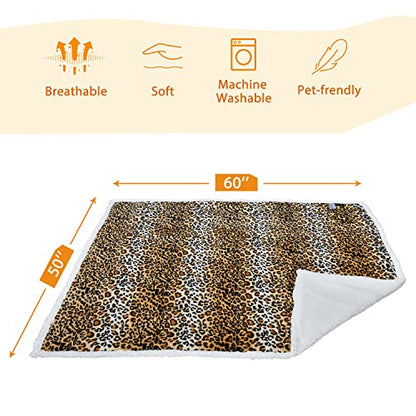 Leopard Print Dog Blankets for Large Dogs, Soft Fluffy Fleece Pet Blankets for Couch, Sofa, Dog Beds, Car Seats, Creat, Washable, 50x60 inches - color: Cheetah
