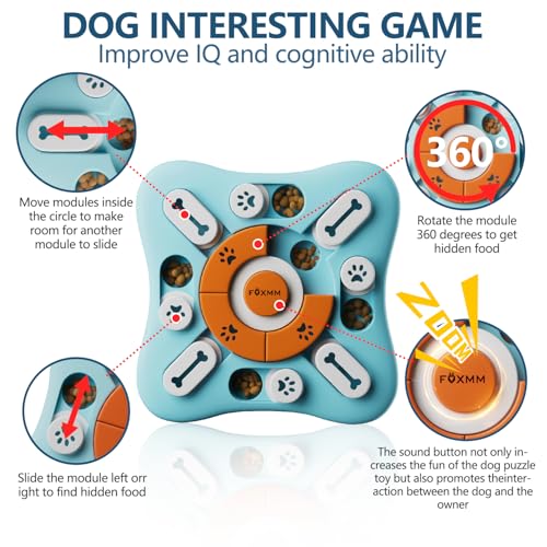 FOXMM Interactive Dog Puzzle Toy - Treat Dispensing Dog Enrichment Toys to Keep Them Busy, Squeaky Cognitive Training & Mental Stimulation, Fun Slow Feeder, Ideal Gifts for Dogs, Puppies, Cats - style: S-Level 2
