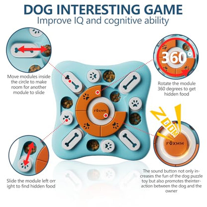 FOXMM Interactive Dog Puzzle Toy - Treat Dispensing Dog Enrichment Toys to Keep Them Busy, Squeaky Cognitive Training & Mental Stimulation, Fun Slow Feeder, Ideal Gifts for Dogs, Puppies, Cats - style: S-Level 2
