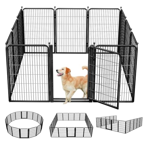 Dog Playpens with Low Threshold Gate, 40 Inch 12 Panels Heavy Duty Outdoor Dog Play Pen, RV Camping Yard Indoor Puppy Playpen Portable Pet Pen Fence for Large/Medium/Small Dogs - color: 11 Panels+1 Large Gate