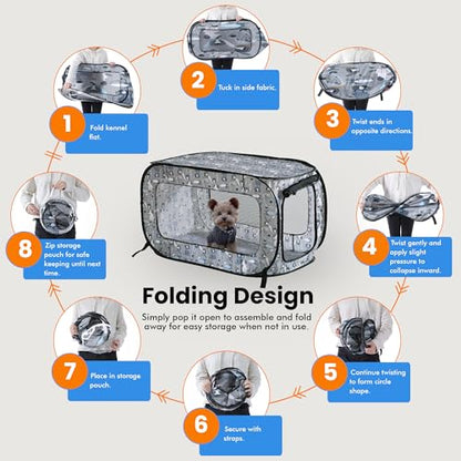 Beatrice Home Fashions Portable, Collapsible, Pop Up Kennel Travel Cat and Dog Crate, 40" L x 27" W x 27" H, Tail Waggers - color: Tail Waggers, size: 40.0"L x 27.0"W x 27.0"H