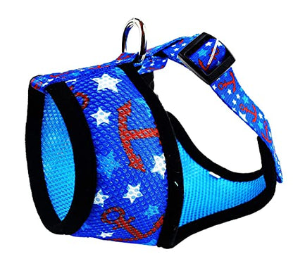 EcoBark Dog Harness - Eco-Friendly Max Comfort Harnesses - Luxurious Soft Mesh Halter - Over the Head Chest Harness Vest- No Pull and No Choke for Puppy, Toy Breeds & Small Dogs (Small, Nautical) - color: Blue Nautical