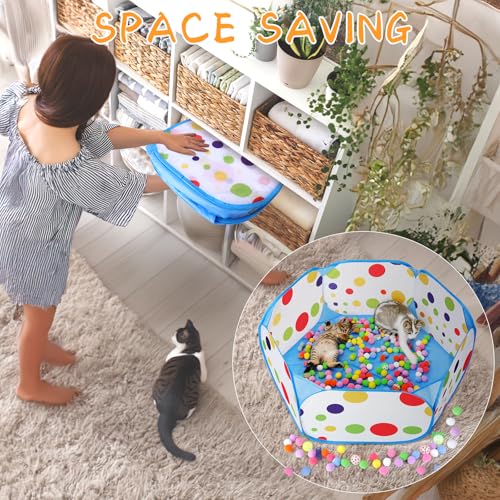 Palksky Ball Pit with 210 Toy Balls and 4 Spring Toys - Interactive Cat Toys for Bored Indoor Cats Self Play, Enrichment Toy for Fun and Exercise - style: Cat Toys ( without Ball Launcher )