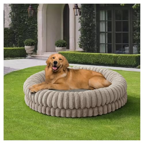 BALANCE Luxury Donut Dog Bed, 43 Inches Round Dog Beds Large Sized Dogs Washable, Orthopedic Calming Dogs Bed for Pets with Anti-Slip Bottom, Oatmeal - color: Oatmeal, size: 43.0"L x 43.0"W x 9"Th