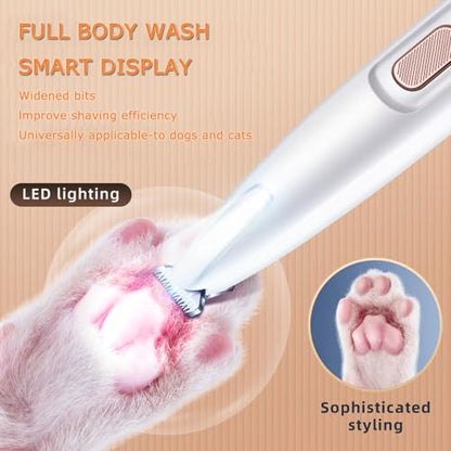 2PCs Dog Paw Trimmer with LED Light,35dB Low Noise Precision Pet Paw Trimmer for Dogs Cats Grooming Clippers,Safety Electric Paw Hair Trimmer for Paws,Ears,Rump,Face,Eyes,Dog - color: 2pcs Dog Paw Trimmer