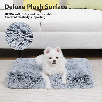 Vonabem Small Dog Bed Crate Pad 24 inch, Washable Puppy Bed, Soft Plush Pet Crate Beds, Anti-Slip Cat Bed, Dog Mats for Sleeping, Kennel Pad Grey - color: Grey, size: 24.0"L x 18.0"W x 2.0"Th