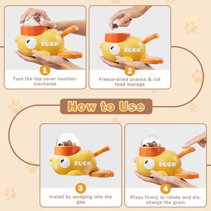 Duck Shape Dog Treat Dispenser - Interactive Dog Toys for Mental Stimulation, Slow Feeder Puzzle Toy for Small Medium Dogs & Cats, IQ Training Food Dispenser to Reduce Bloating & Boredom (Yellow) - color: yellow