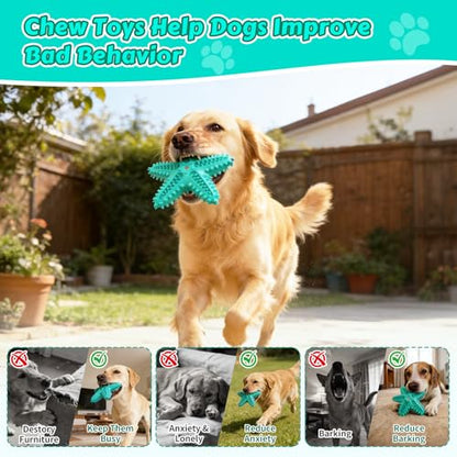 Dog Chew Toys Floating Squeaky Toy for Aggressive Chewers Toothbrush Teething Cleaning Toys Outdoor Swimming Interactive Tough Toys for Medium and Large Dogs - color: Starfish-blue