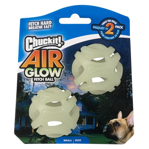 Chuckit! Air Glow Fetch Ball Dog Toy, Small (2 Inch) Pack of 2, for Breeds 0-20 lbs - size: Small