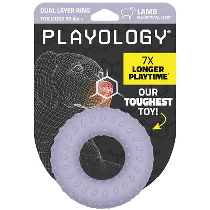 Playology Dog Toys | Dual Layer Ring Durable Dog Toy for Tough Chewers | Lamb Scented Jumbo Chew Toy for Large Dogs - size: Jumbo, style: Lamb
