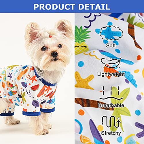 Dog Pajamas Pjs Fall Summer Dog Clothes for Small Dogs Girl - Boy - Medium Size Dogs, Soft Stretchy Puppy Clothes Doggie Onesies Cat Pet Jammies Outfit (Beach, X-Small) - color: Beach, size: X-Small（1-2 lb)
