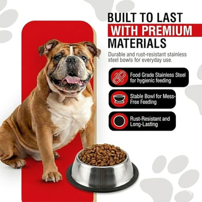 Loving Pets Stainless Steel Non-Tip Dog Bowl – Heavy Duty No Spill Dog Bowl with Removable Rubber Base – Durable, Non-Skid Stainless Steel Dog Food Bowl & Dog Water - size: 8 Ounce