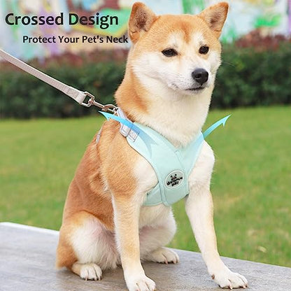 Dog Harness Pet X Frame No Pull Step-in Harnesses with Leash Set, Adjustable Reflective Choke Free Puppy with Padded Vest for Small, Medium Dogs and Cats Walking Training - color: Green, size: Medium