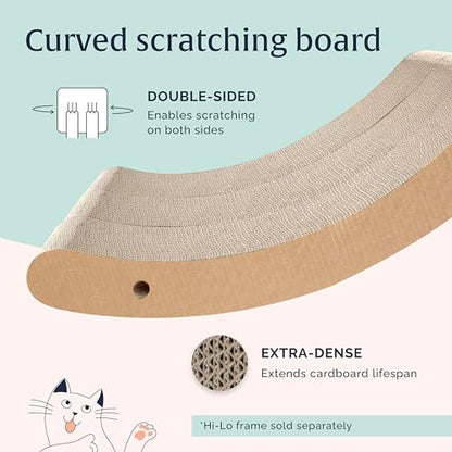 Hepper Hi-Lo Cardboard Replacement - Corrugated Cat Scratching Board Refills Includes 3 pcs of Scratching Pads for Indoor Cats with Curved Design - Easy Assembly into 1 Replacement Cat Scratching Pad - size: Hepper Hi Lo Scratcher Replacement Cardboard