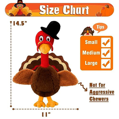 Thanksgiving Dog Toys, Turkey Squeaky Dog Toys with Cotton Rope and Crinkle, Thanksgiving Dog Gifts for Small Medium and Large Dogs - style: M-Thanksgiving Turkey