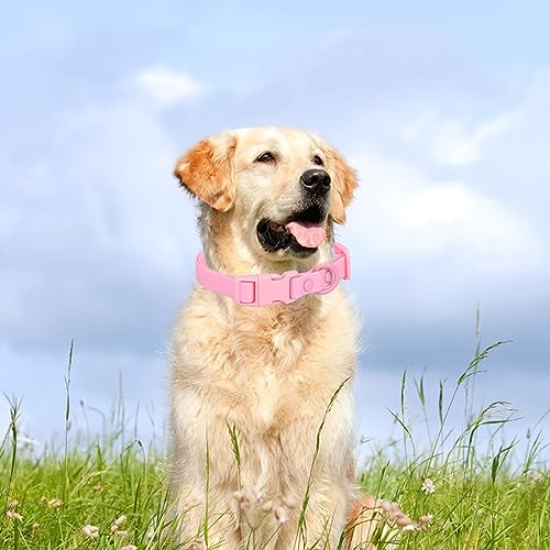 Waterproof Dog Collar Soft Rubber Dog Collar with Safety Buckle Adjustable Pet Collars for Small Medium Large Dogs - color: Pink, size: S