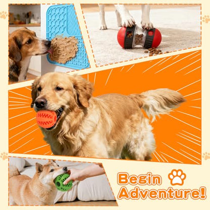9-in-1 Interactive Dog Toys Set: Mental Stimulation Puzzle, Treat Dispenser Ball & Chew Toys，Lick Mat – Boredom Buster Combo to Keep Small, Medium Dogs Busy & Engaged