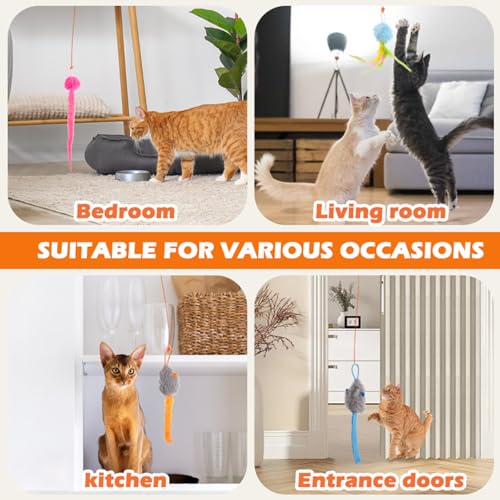 Rechargeable Electric Cat Teaser – Interactive Door Clip Teaser for Cats, 2 Motion Modes (360° Spin & Irregular Jumping), Smart Auto Cat Toy for Exercise & Fun (No Remote)(Pink) - color: Pink
