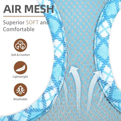 PUPTECK Dog Harness and Leash Set for Small Medium Dogs No Pull Step-in Soft Mesh Puppy Cat Vest Harnesses Reflective at Night, Sky Blue, XS - color: #1 SkyBlue(Basic Mesh), size: XS(CHEST 13"-14.5", 3-9 lbs)