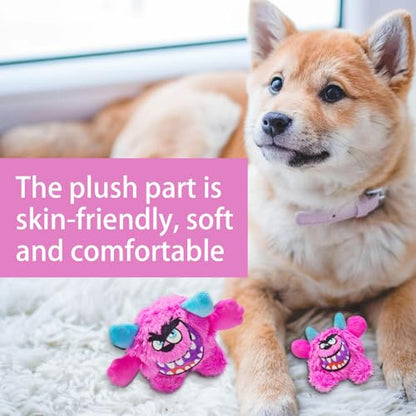 Squeaky Plush Ball Dog Toy, Little Monster Puppy Toys Suitable for All Breeds, Dental Care, Skin-Friendly and Soft and Durable (Rose Red, Large) - color: Rose Red, size: Large